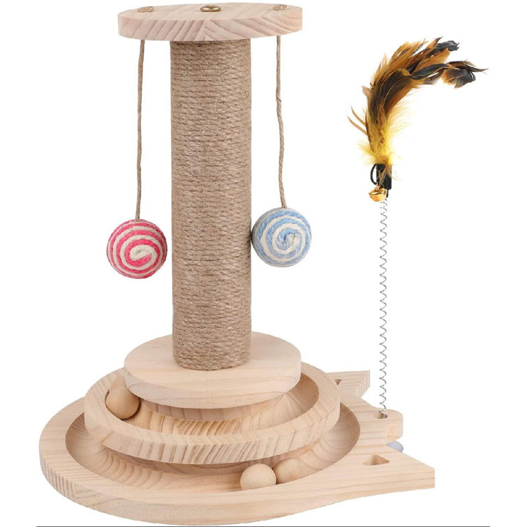 Tucker Murphy Pet™ 13" Tall Wooden Cat Sisal Scratching Post TwoLayer